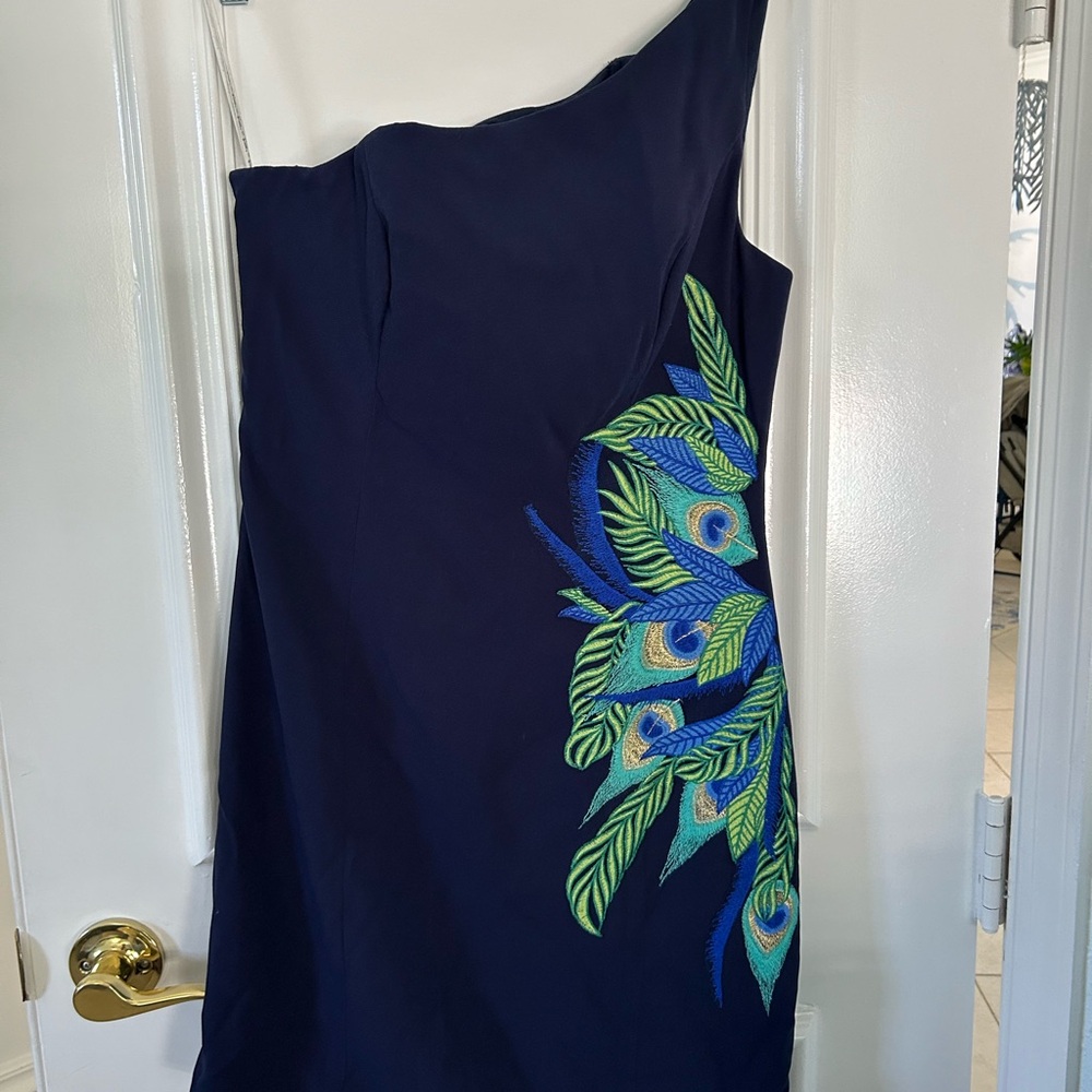 Stunning Lilly One Shoulder Navy Blue Dress 2